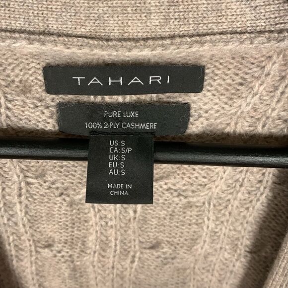 Tahari Pure Luxe 2 ply Cashmere cable knit open front cardigan size small - Picture 5 of 8
